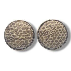 Carol Dauplaise Faux Snakeskin Round Dome Gold Tone Clip On Earrings Neutral